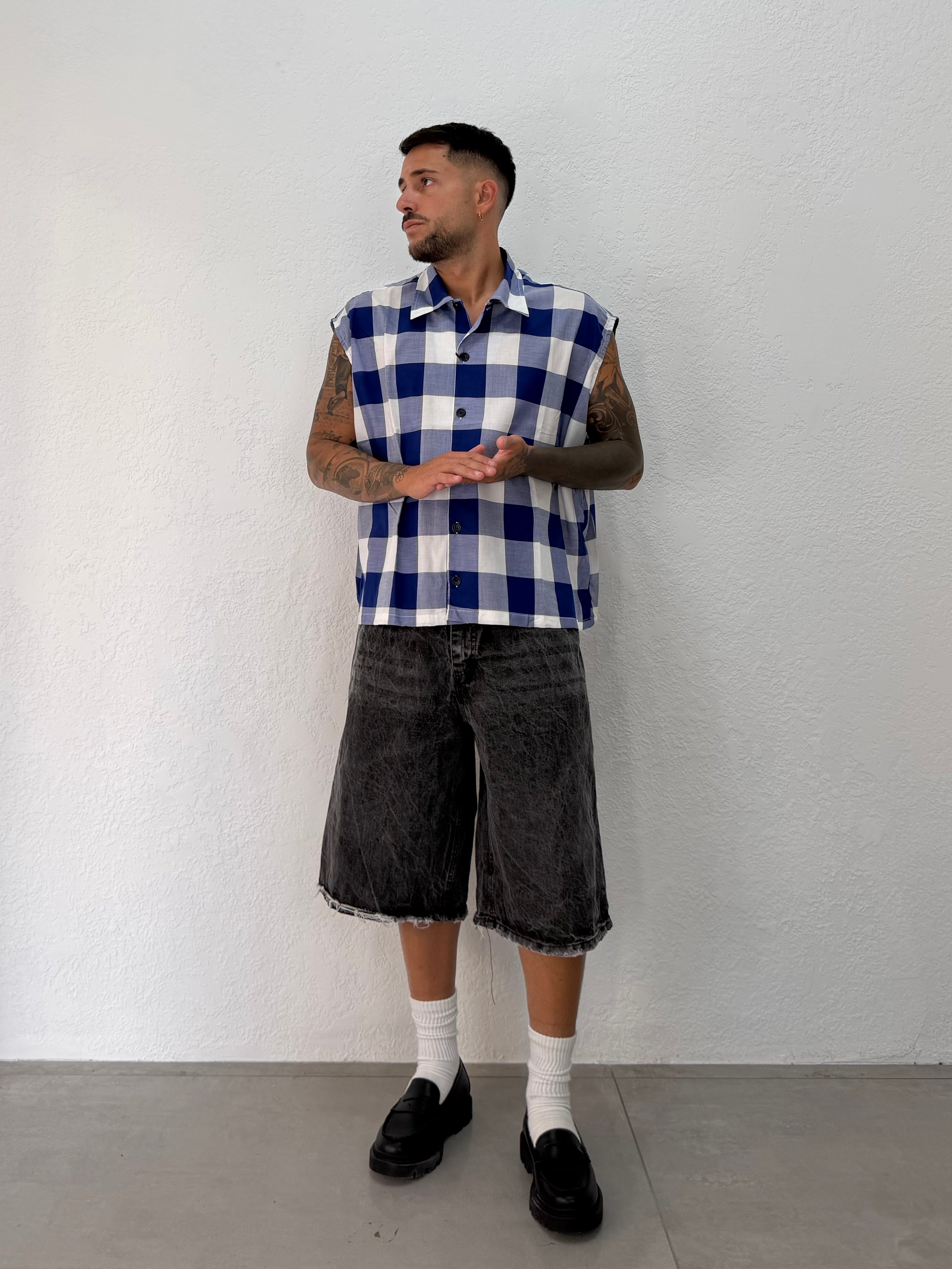 CAMICIA SMANICATO QUADRI OVER