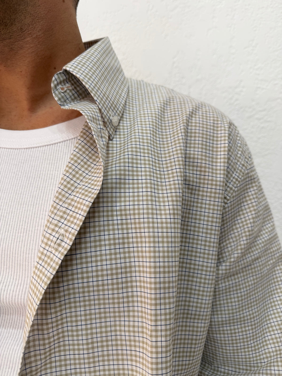 CAMICIA OVER STONDATA CON RICAMO VD QUADRI VERDE/BLU