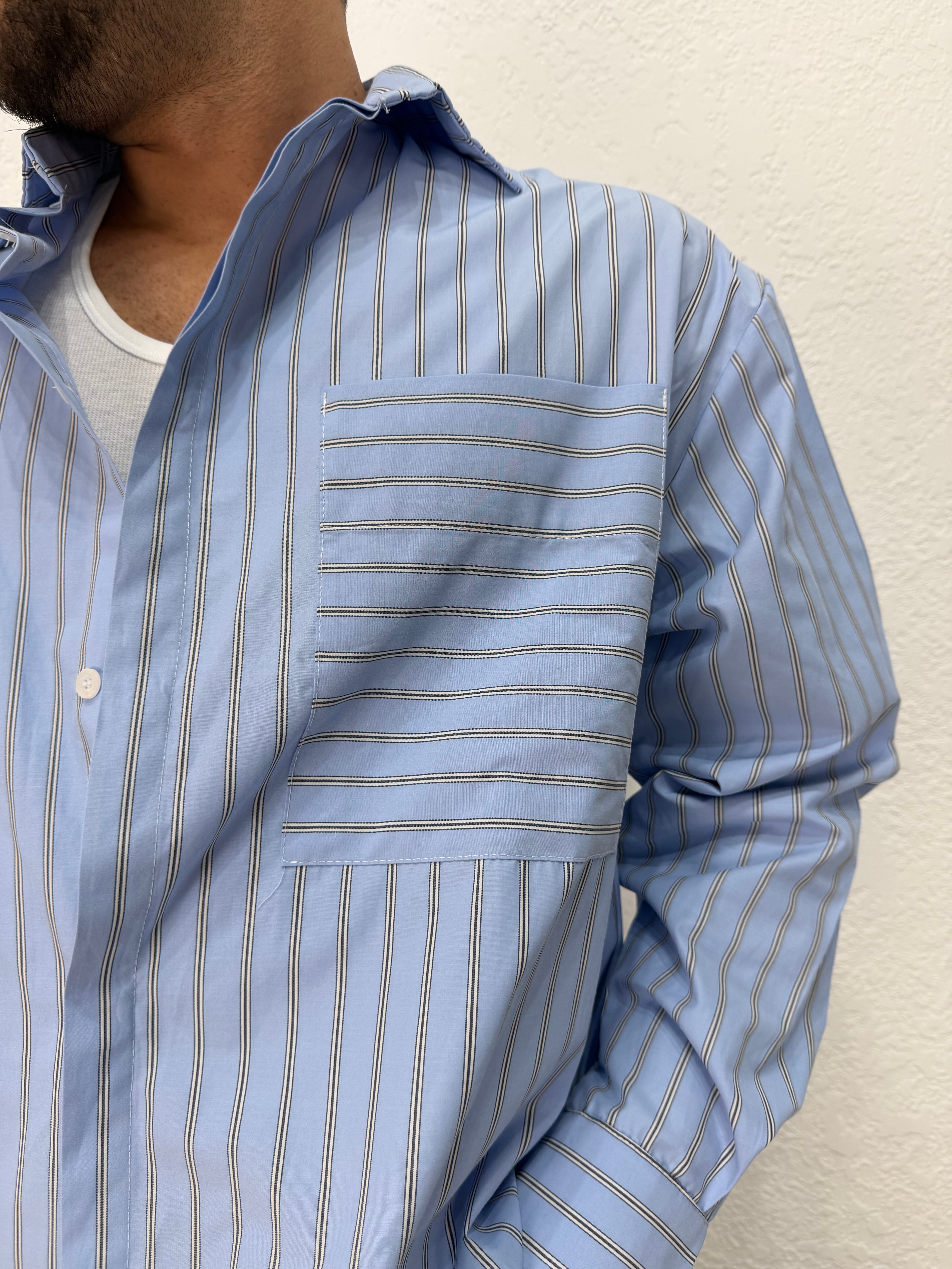 CAMICIA RIGATA OVER CELETE
