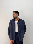 CAMICIA OVER RIGATA BLU