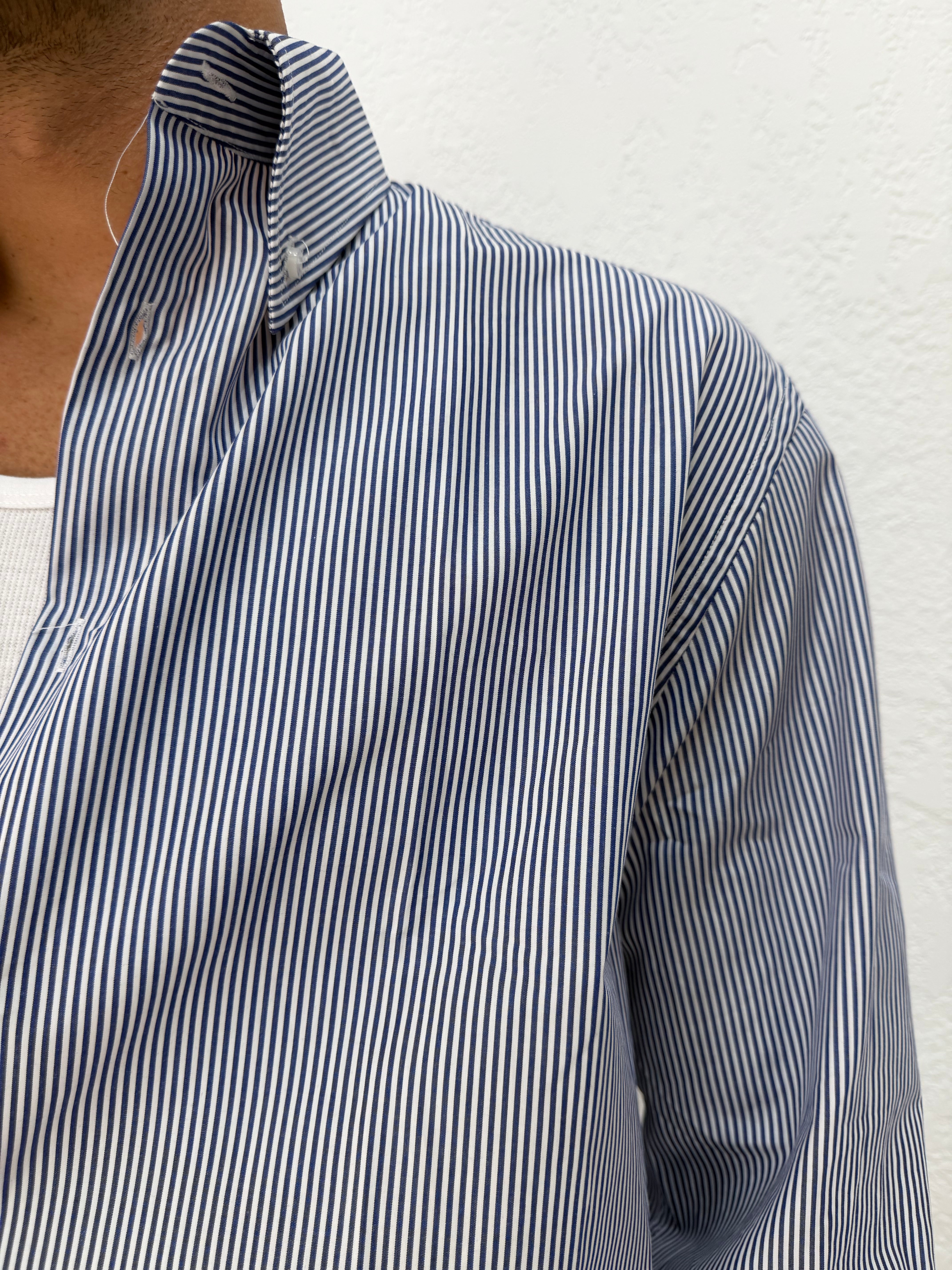 CAMICIA OVER STONDARA CON RICAMO VD RIGATA