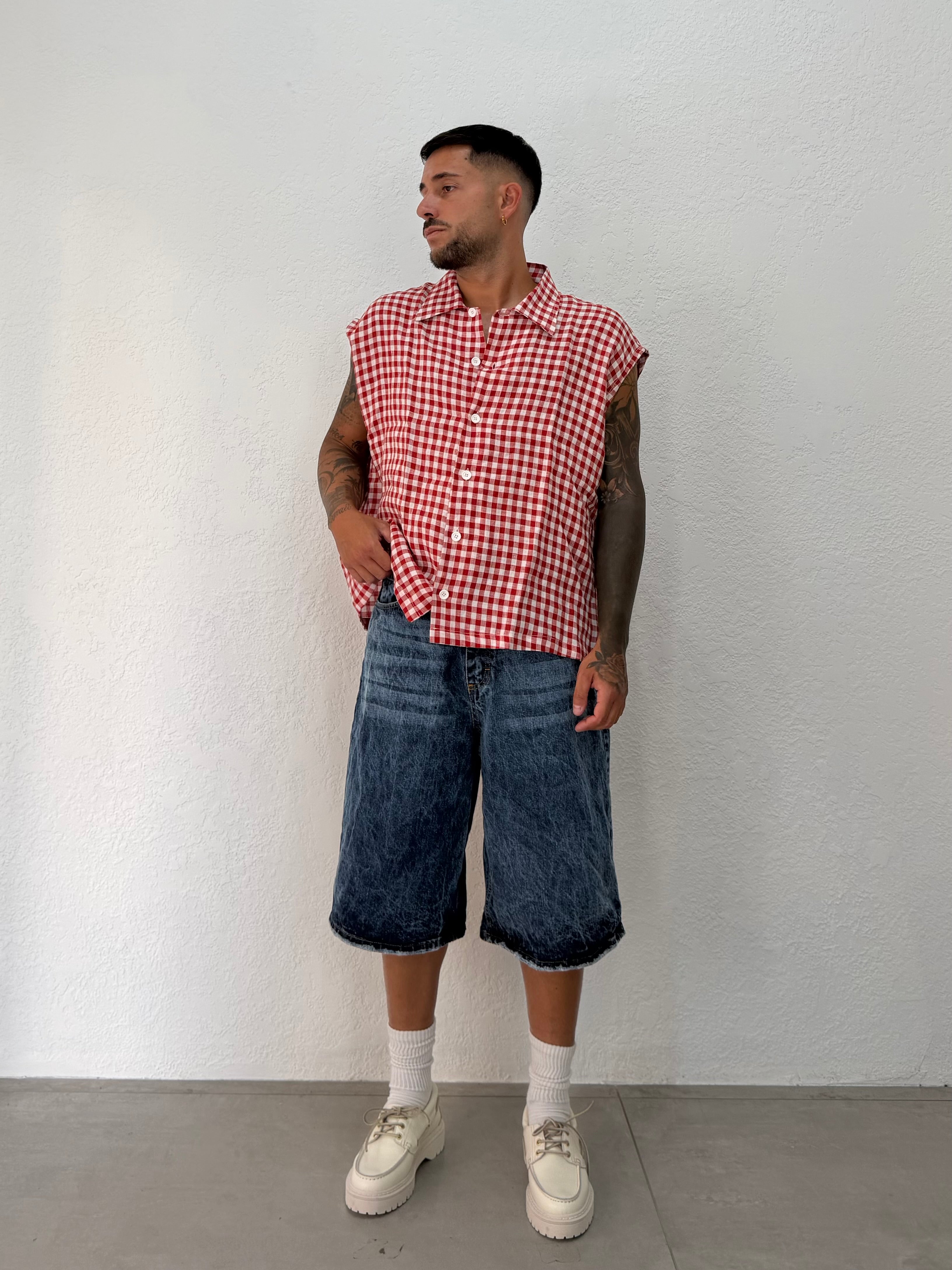 CAMICIA SMANICATO QUADRI OVER