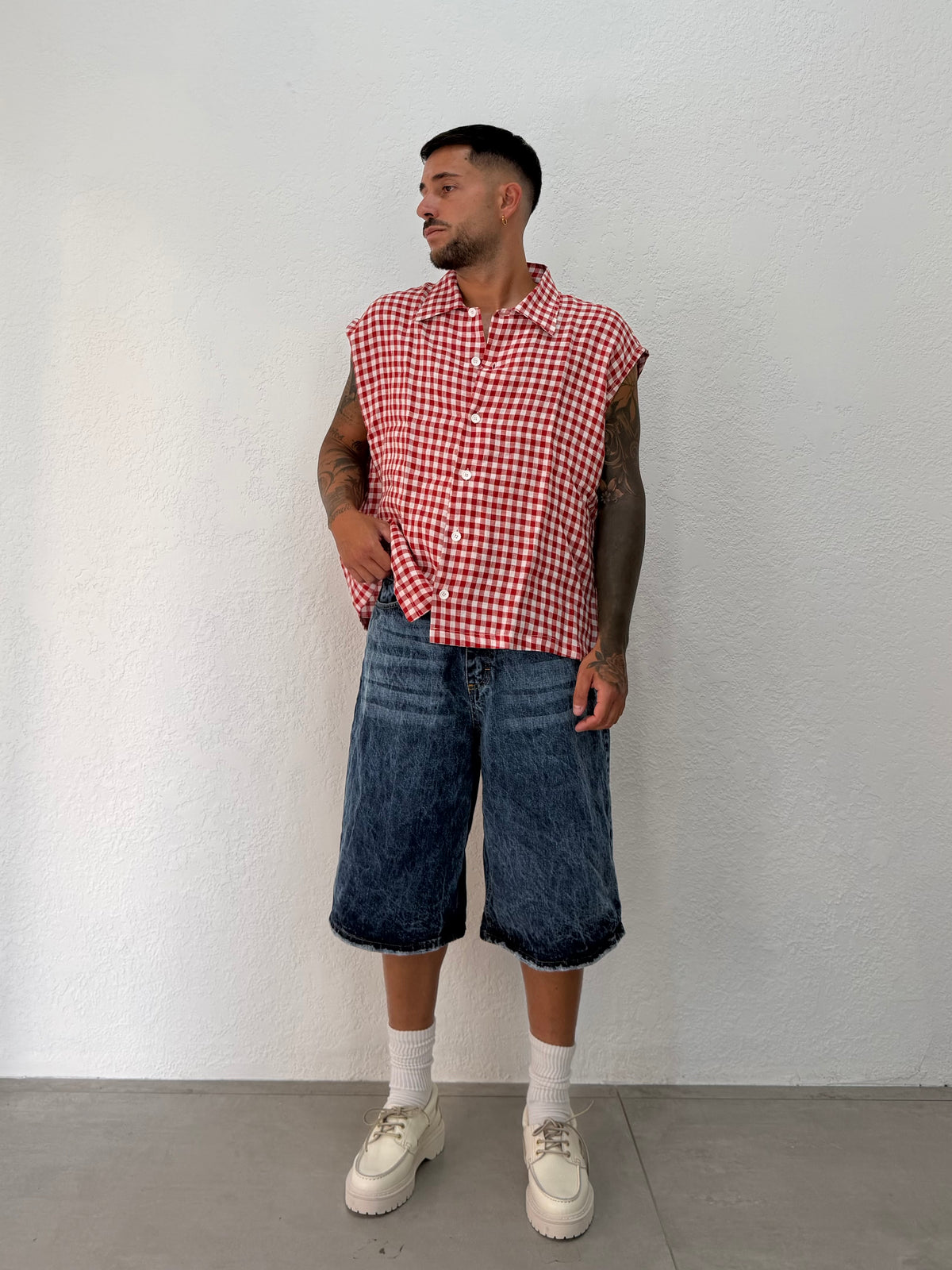 CAMICIA SMANICATO QUADRI OVER