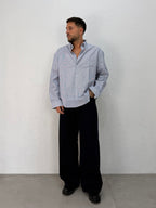 CAMICIA OVER STONDATA CON RICAMO VD RIGATA