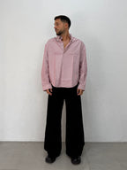 CAMICIA OVER STONDATA CON RICAMO VD RIGATA