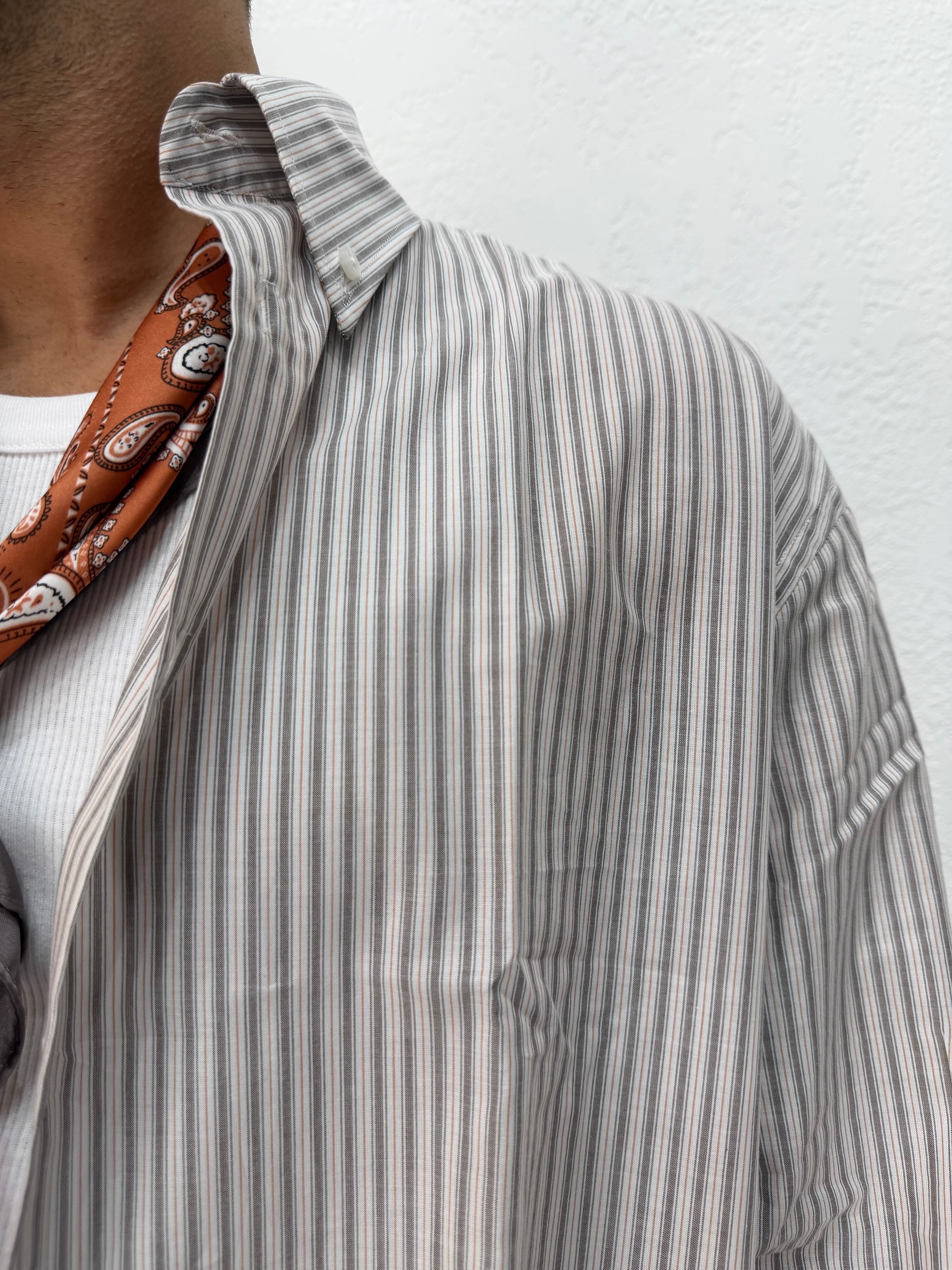 CAMICIA OVER STONDATA CON RICAMO VD MORO/ARANCIO