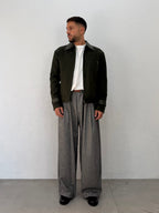 JACKET IN PANNO CON DETTAGLI IN PELLE