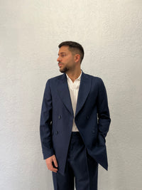 Giacca Doppiopetto Tramata Blu