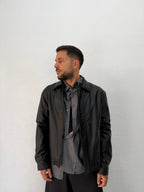 JACKET EFFETTO PELLE CON PATTINA