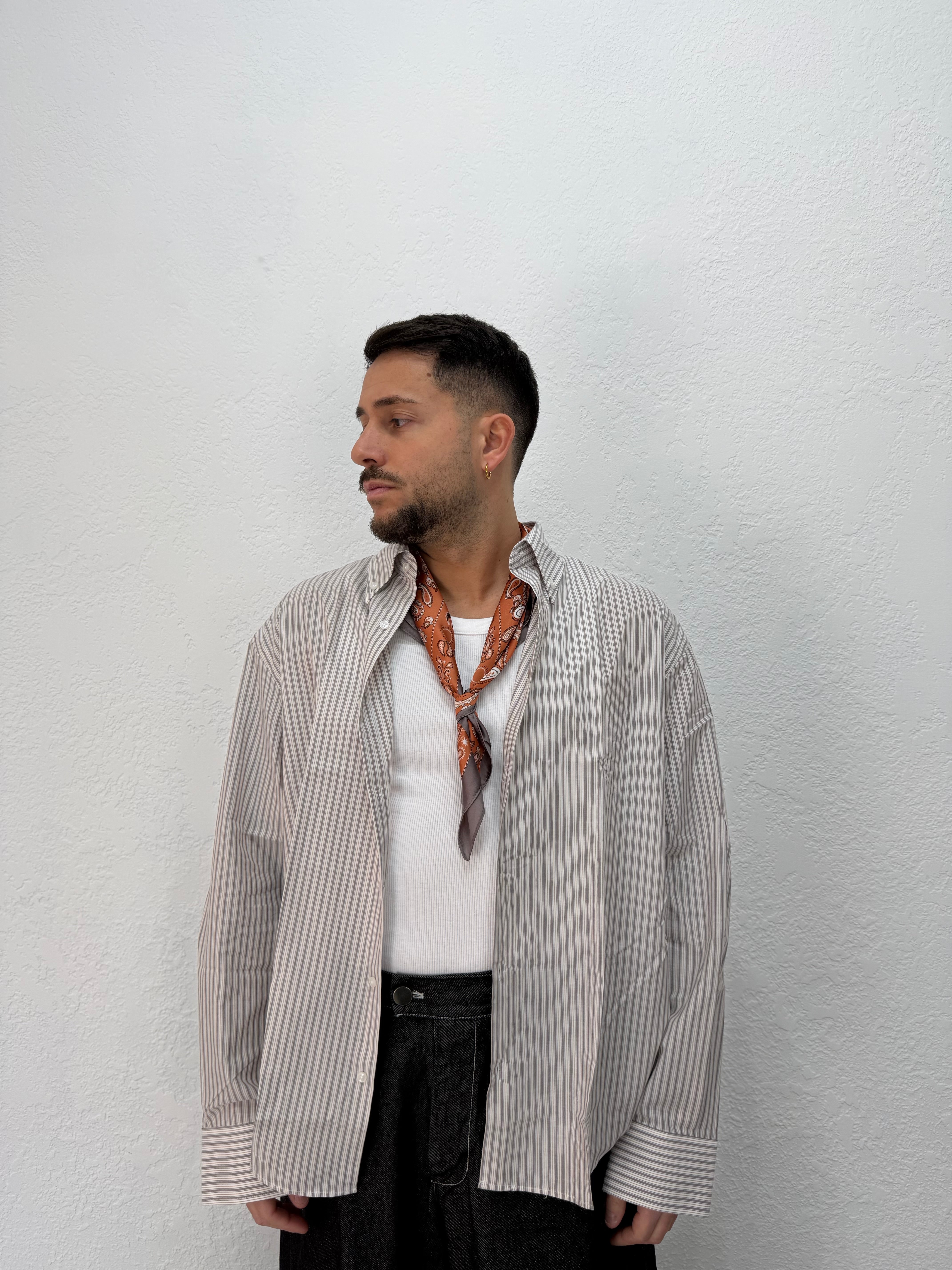 CAMICIA OVER STONDATA CON RICAMO VD MORO/ARANCIO