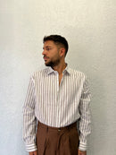 Camicia Rigata Over Lino 100%